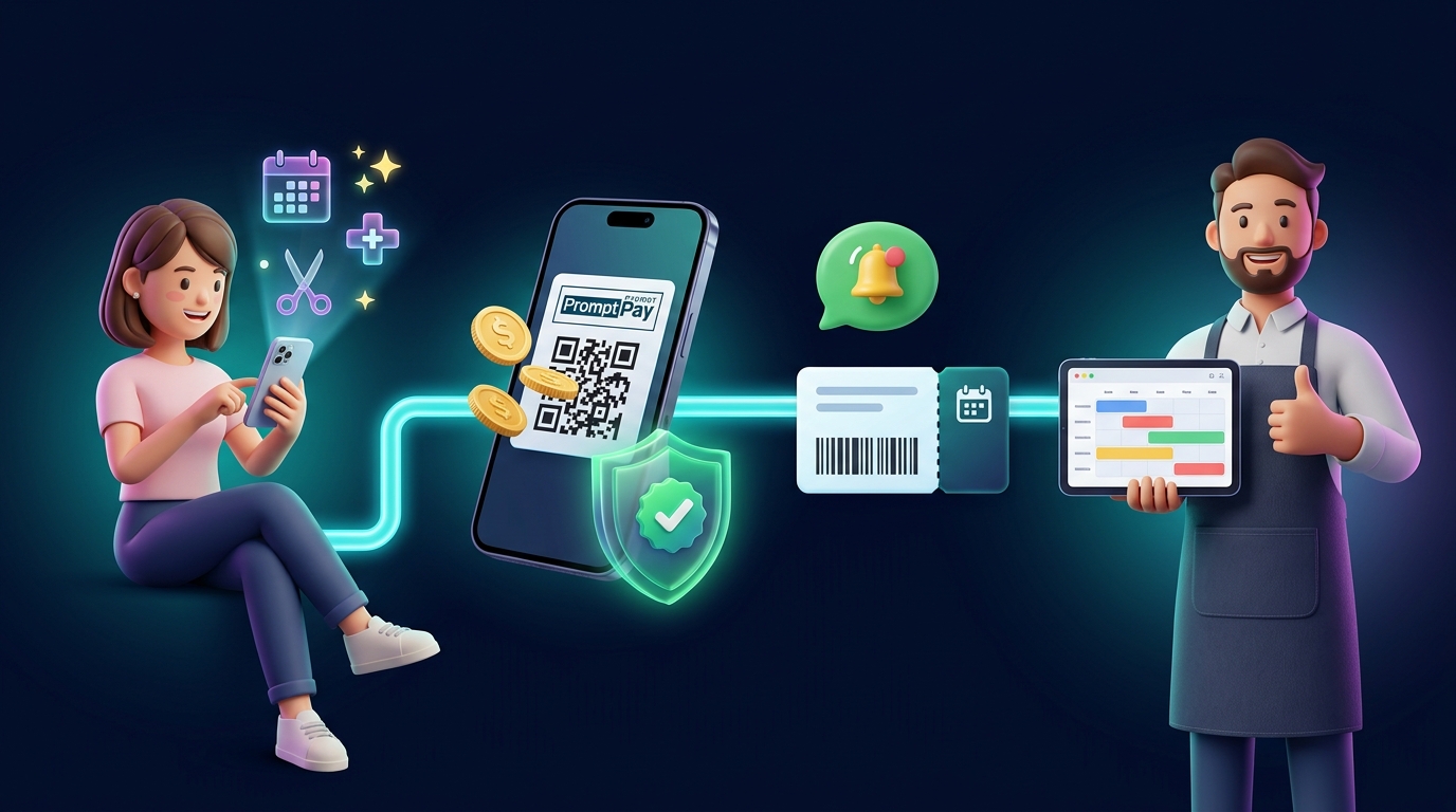 EzBookQ 3D Booking Process Flow Infographic